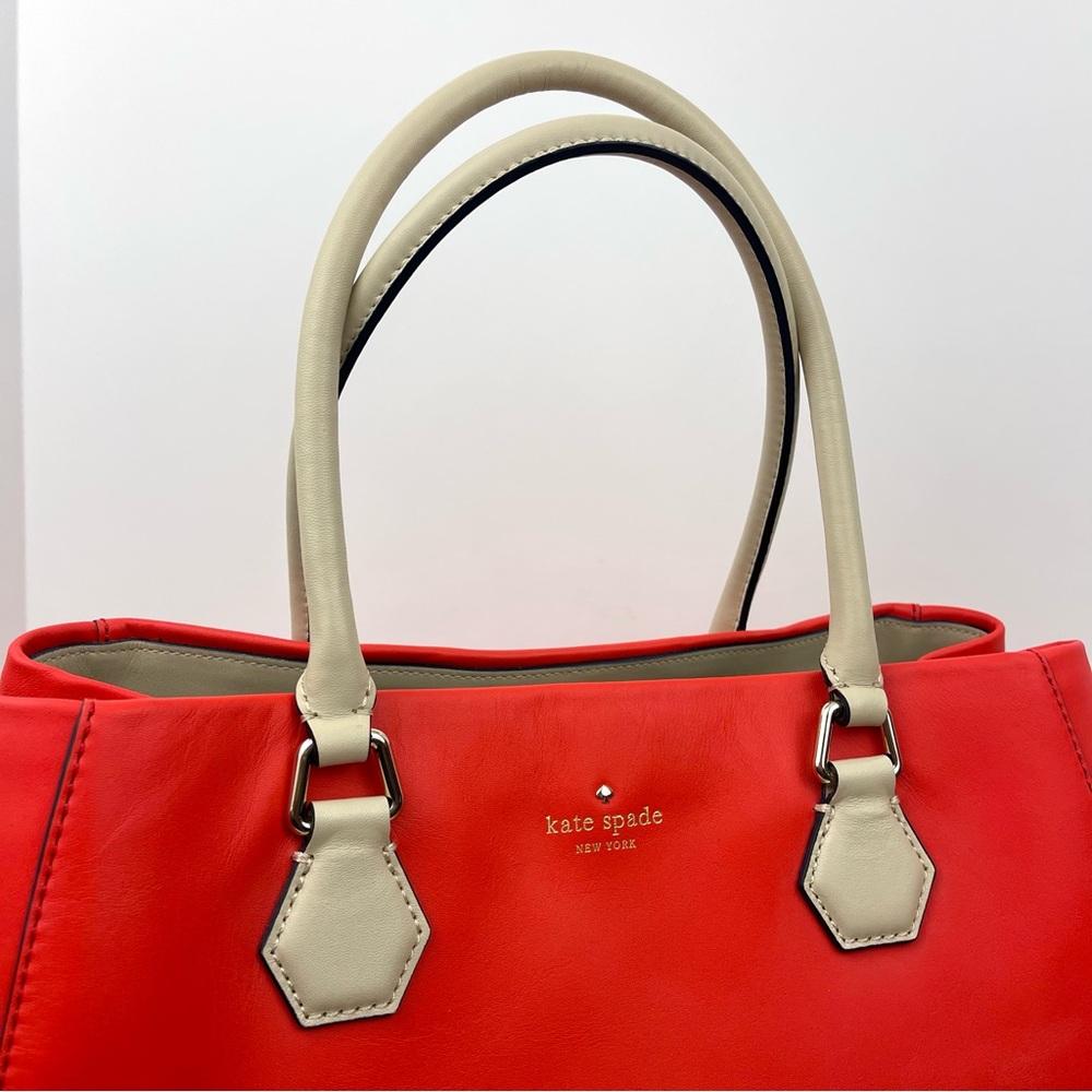kate spade Red Shoulder Tote with Cream Handles - Picture 2 of 11